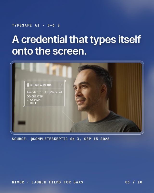 TypeSafe AI, 0 to 6 seconds: a credential that types itself onto the screen.