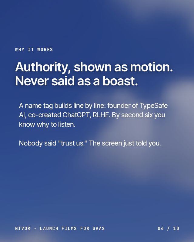 Why it works: authority, shown as motion, never said as a boast.