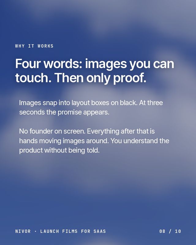 Why it works: four words, then only proof.